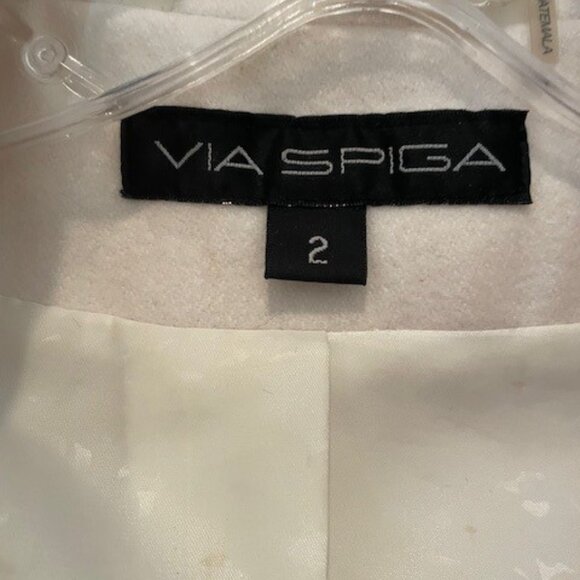 Via Spiga Winter White Peplum Belted Wool Coat – Sz 2 - Picture 12 of 15